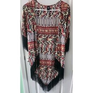 Love Tease Tribal Fringe BOHO Western Kimono Women's Small